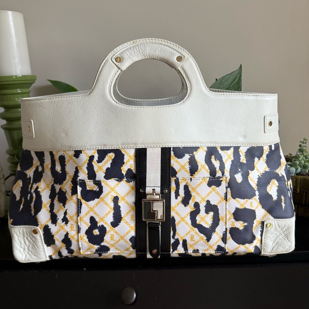 L.A.M.B. Gwen Stefani Vintage Y2K Leather Samburu Coated Cheetah Clutch/Satchel - Picture 1 of 10